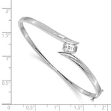 14k White Gold Complete 3/4 carat Emerald-cut VS Diamond Hinged Oval Bangle  Bracelet XB269VS