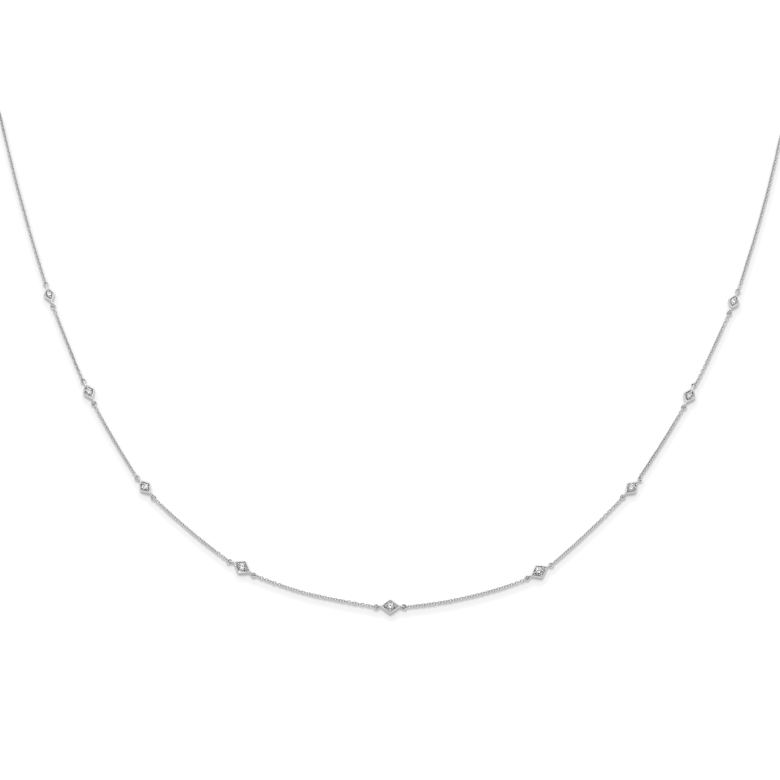 14k White Gold Complete 1/2 carat Diamond 9-Station 18 inch Necklace PM3754