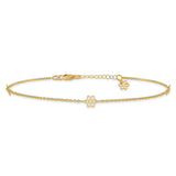 14K Flowers 3-Station with Flower Dangle 10 inch Plus 1 inch Extender - Total 11 inch Anklet ANK306