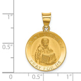 14K Polished and Satin Hollow St. Vincent Medal Round Pendant XR1697