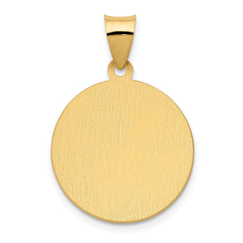 14K Polished and Satin Hollow St. Vincent Medal Round Pendant XR1697