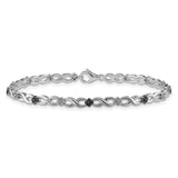 14k White Gold Complete 1/2 carat White and Black Diamond Flower Infinity 7 inch Bracelet BM4628