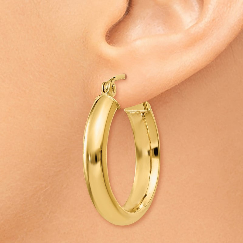 14k 3.75x20mm Round Tube Hoop Earrings TC144
