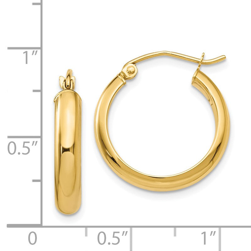 14k 3.75x20mm Round Tube Hoop Earrings TC144