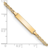 14k Polished Semi-Solid Chain/Solid Plate Anchor Link 20.5x4.5mm Plate 5.5 inch Baby/Child ID Bracelet DCID137