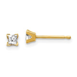 14k AA Quality Complete Princess-cut Diamond Stud Earrings XAP2AA