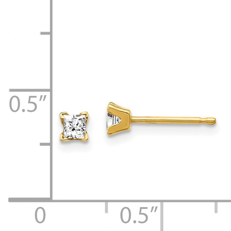 14k AA Quality Complete Princess-cut Diamond Stud Earrings XAP2AA