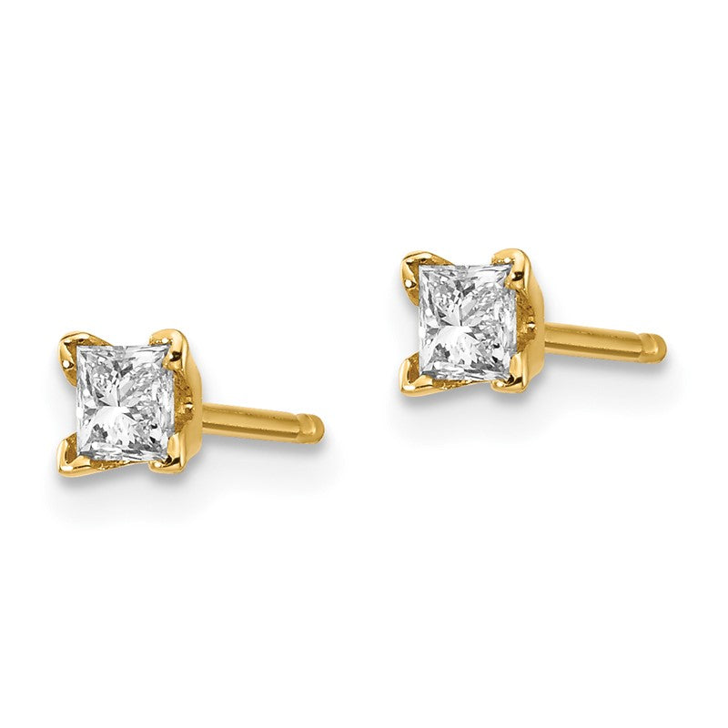 14k AA Quality Complete Princess-cut Diamond Stud Earrings XAP2AA