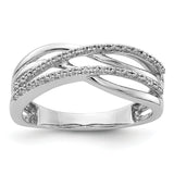 14k White Gold Polished 1/10 carat Diamond 4-Strand Ring RM5666