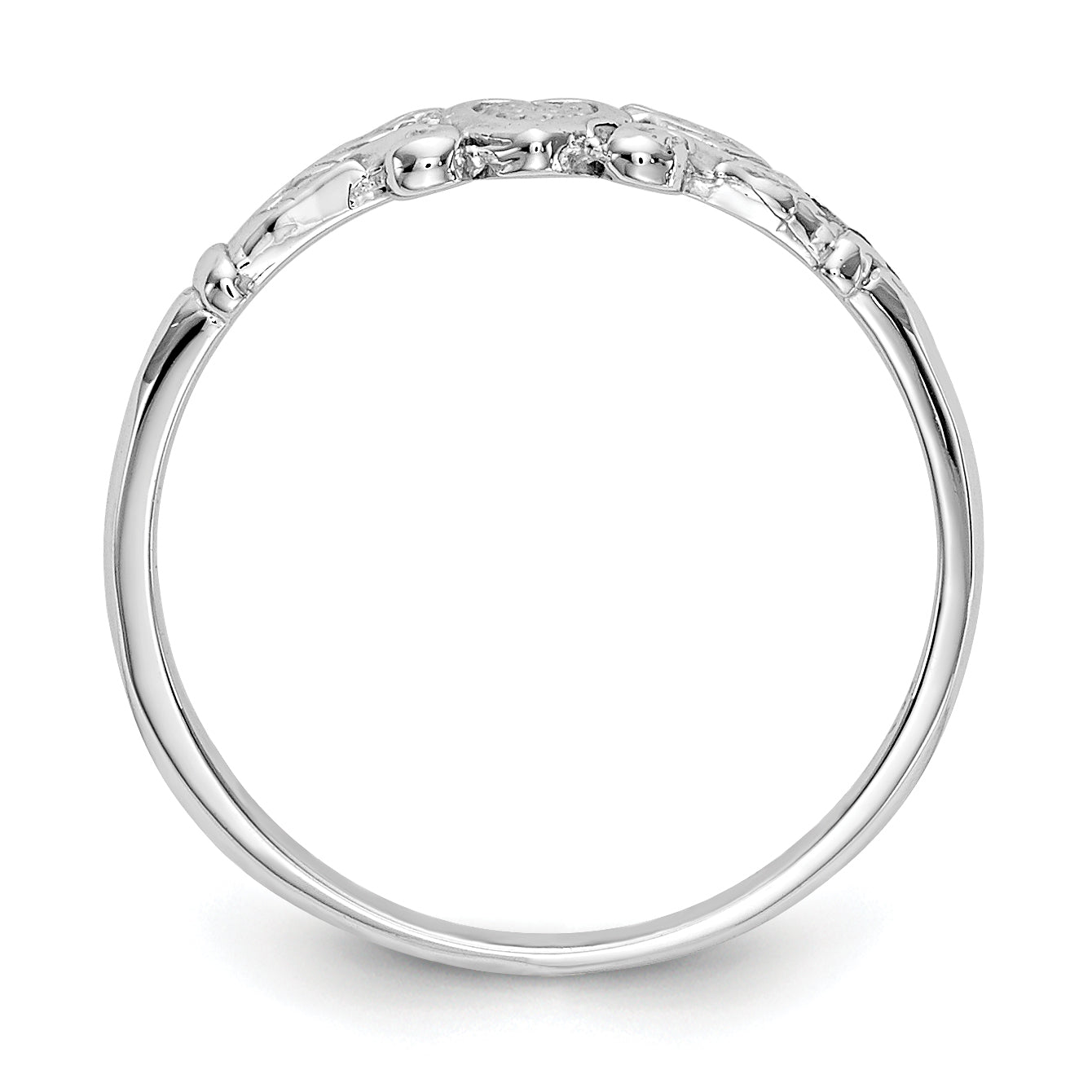 14K White Gold Textured Mini Heart Size 1 Baby / Childs Ring K5794