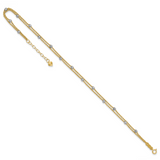 14K Two-tone 2-Strand Chain with Mirror Beads 9 inch Plus 1 inch Extender - Total 10 inch Anklet ANK241