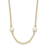 14k 4-5mm White Near-Round Freshwater Cultured Pearl 8-Station 16 inch Necklace PR52