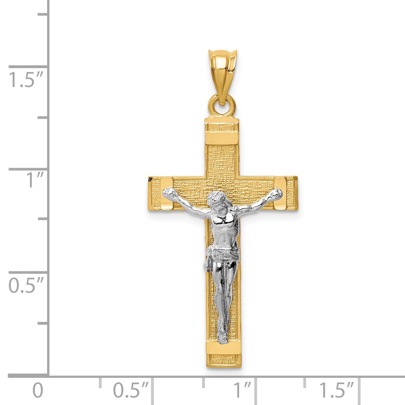 14k Two-tone INRI Crucifix Pendant D31