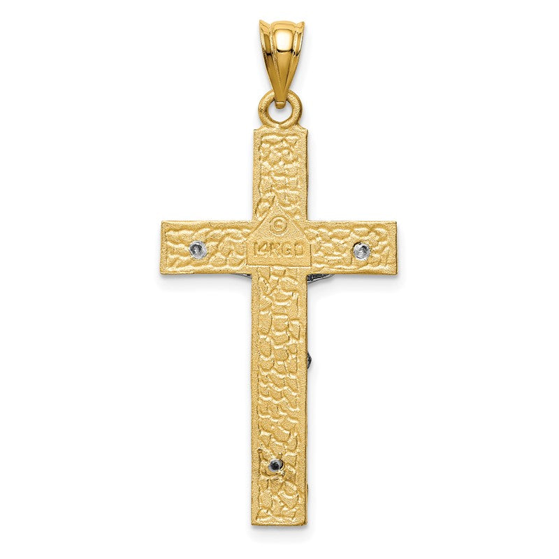 14k Two-tone INRI Crucifix Pendant D31