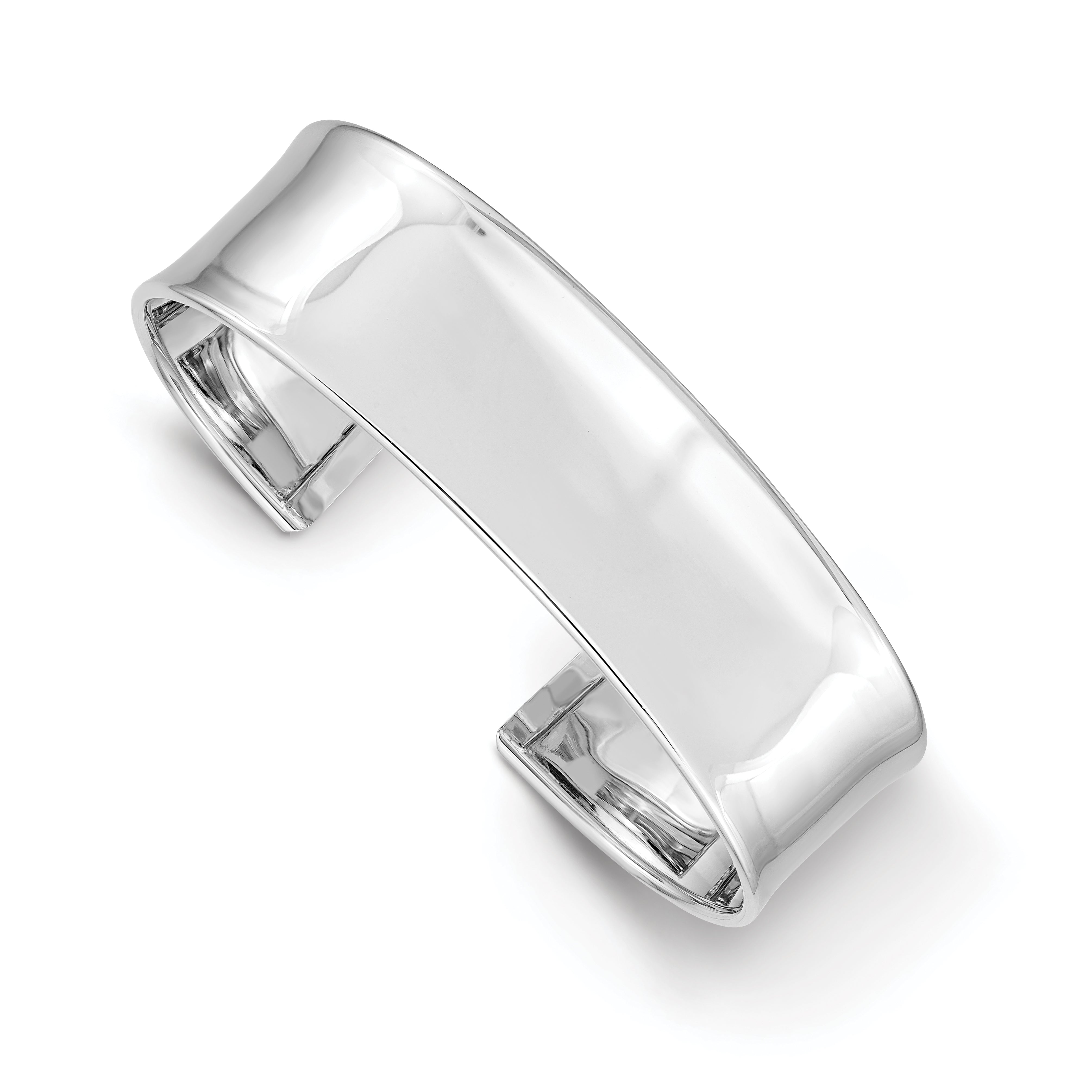 14k White Gold 18.5mm Polished Cuff Bangle Bracelet DB567