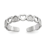 14k White Gold Polished Hearts Toe Ring K5110