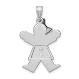 14k White Gold The Kids Medium Girl with Bow on Left AA Diamond Joy Charm XK444AA