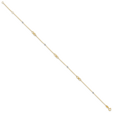 14K Two-Tone Diamond-cut Beads and Infinity 10 inch Plus 1 inch Extender - Total 11 inch Anklet ANK301