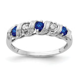 14k White Gold 2.75mm Blue Sapphire and VS Diamond Twist Ring Y4719S/VS