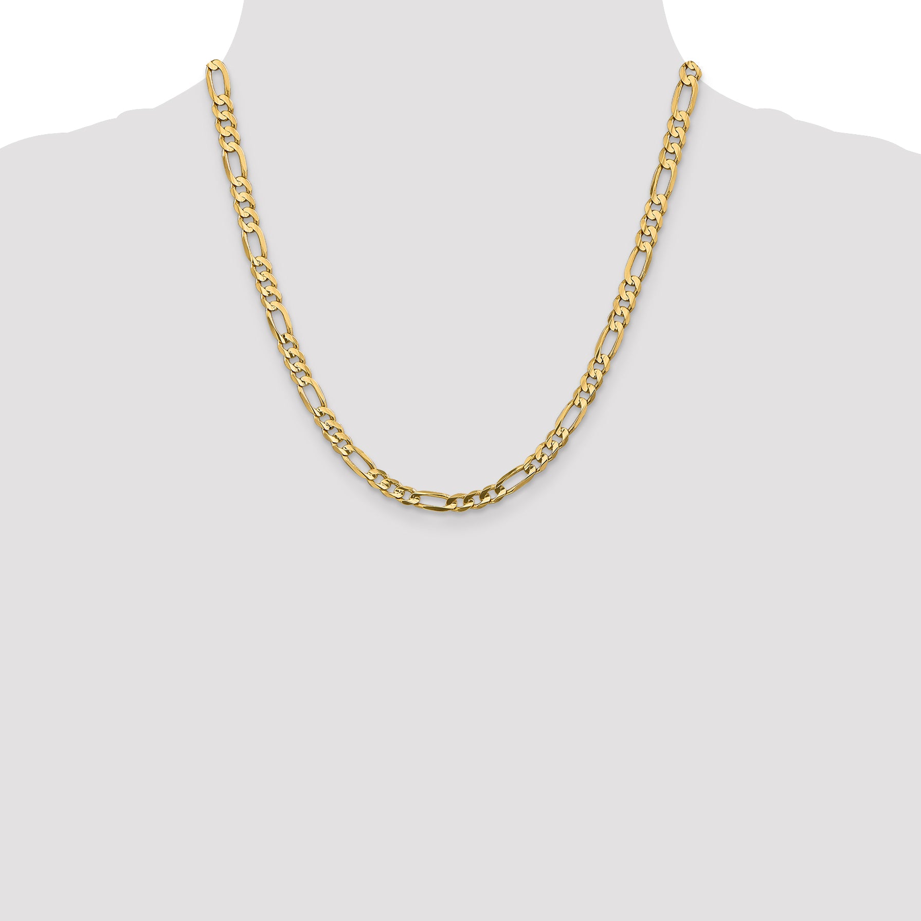 14K 26 inch 5.5mm Concave Open Figaro with Lobster Clasp Chain LFG140