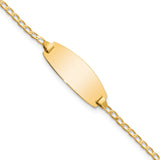 14k Polished Solid Chain/Solid Plate Curb Link Oval 18.5x8.5mm Plate 5.5 inch Baby/Child ID Bracelet LID85