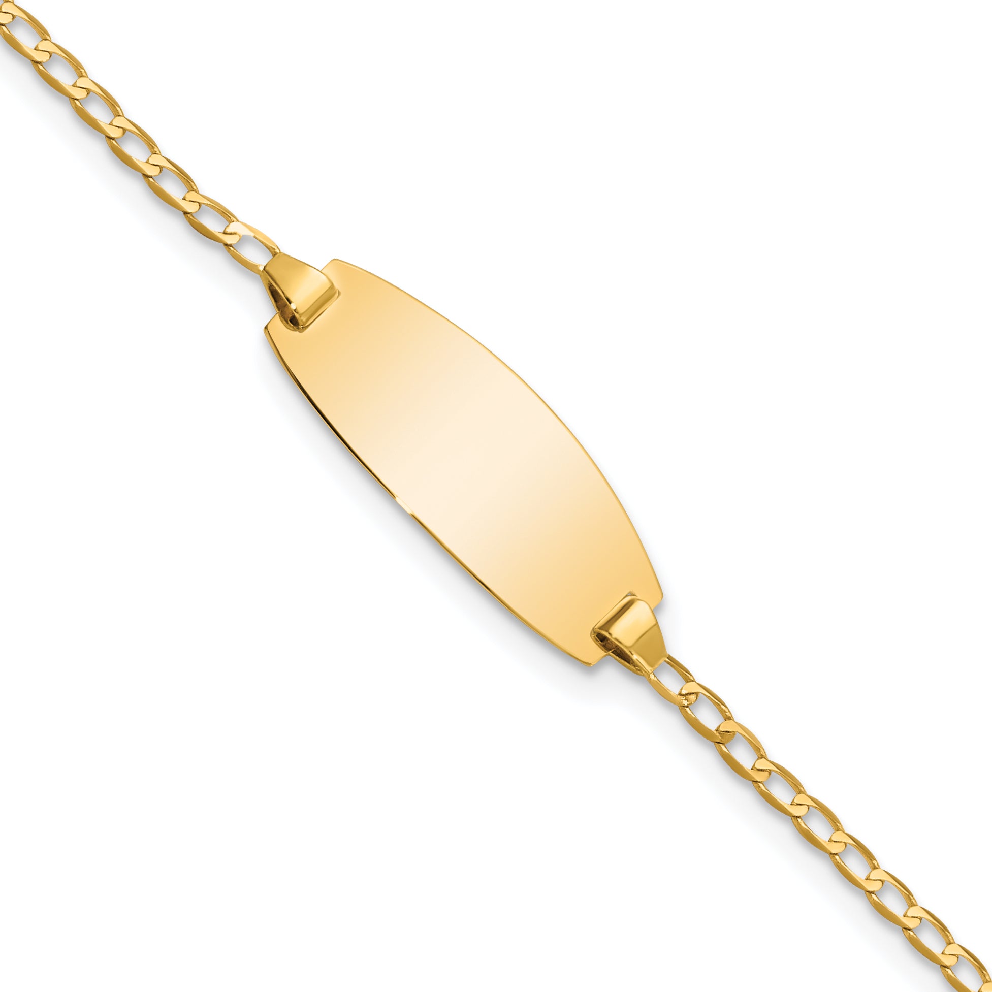 14k Polished Solid Chain/Solid Plate Curb Link Oval 18.5x8.5mm Plate 5.5 inch Baby/Child ID Bracelet LID85