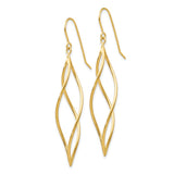 14k Polished Long Twisted Swirl Drop French Hook Earrings TL832