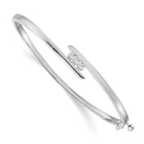 14k White Gold Complete 3-Stone 1/3 carat AA Diamond Hinged Oval Bangle Bracelet XB177AA