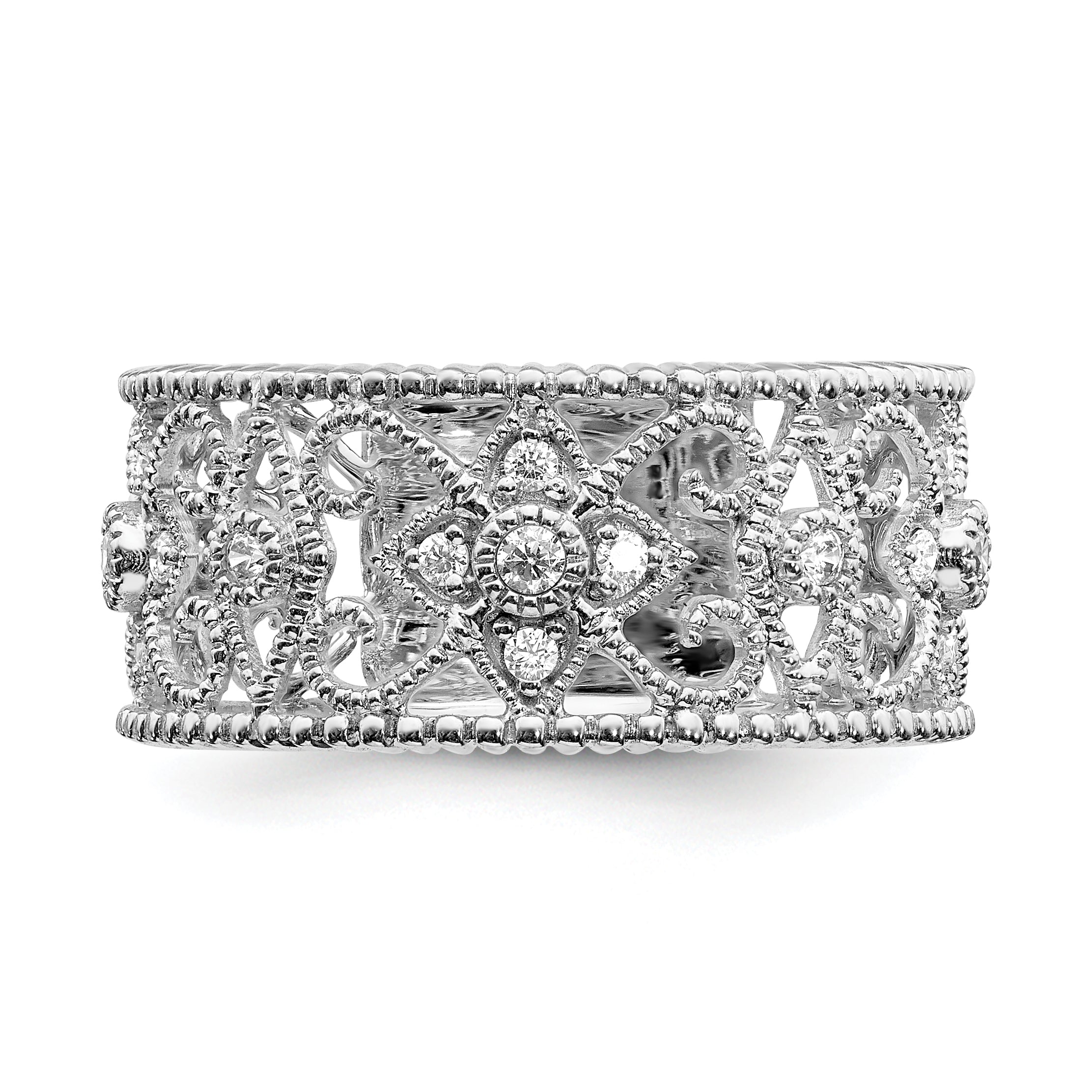 14k White Gold 1/4 carat Diamond Vintage Band RM5707