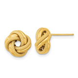 14k 10mm Polished Textured Double Love Knot Post Earrings TL1073