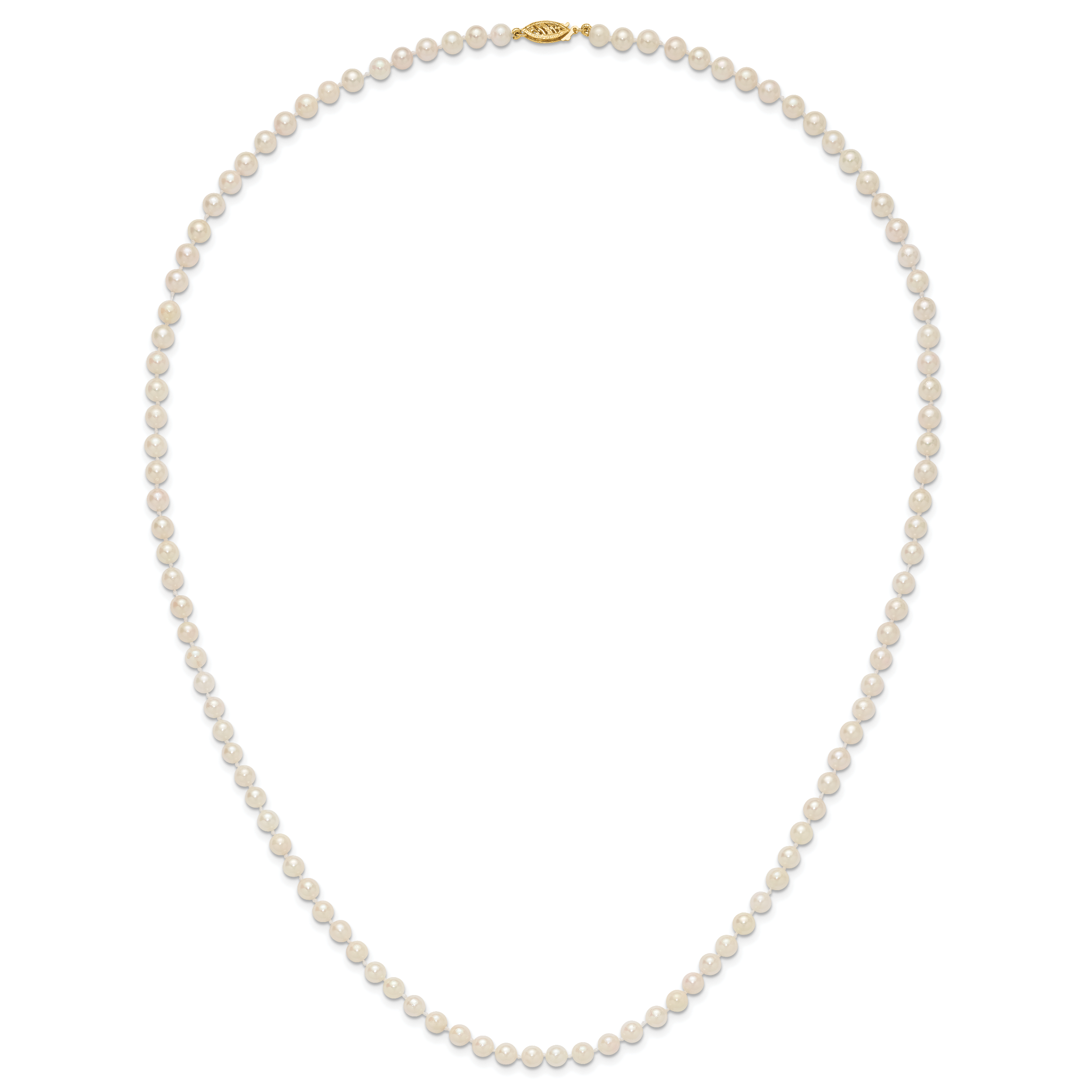 14k 5-6mm White Round Akoya Saltwater Cultured Pearl 16 inch Necklace PL50AA