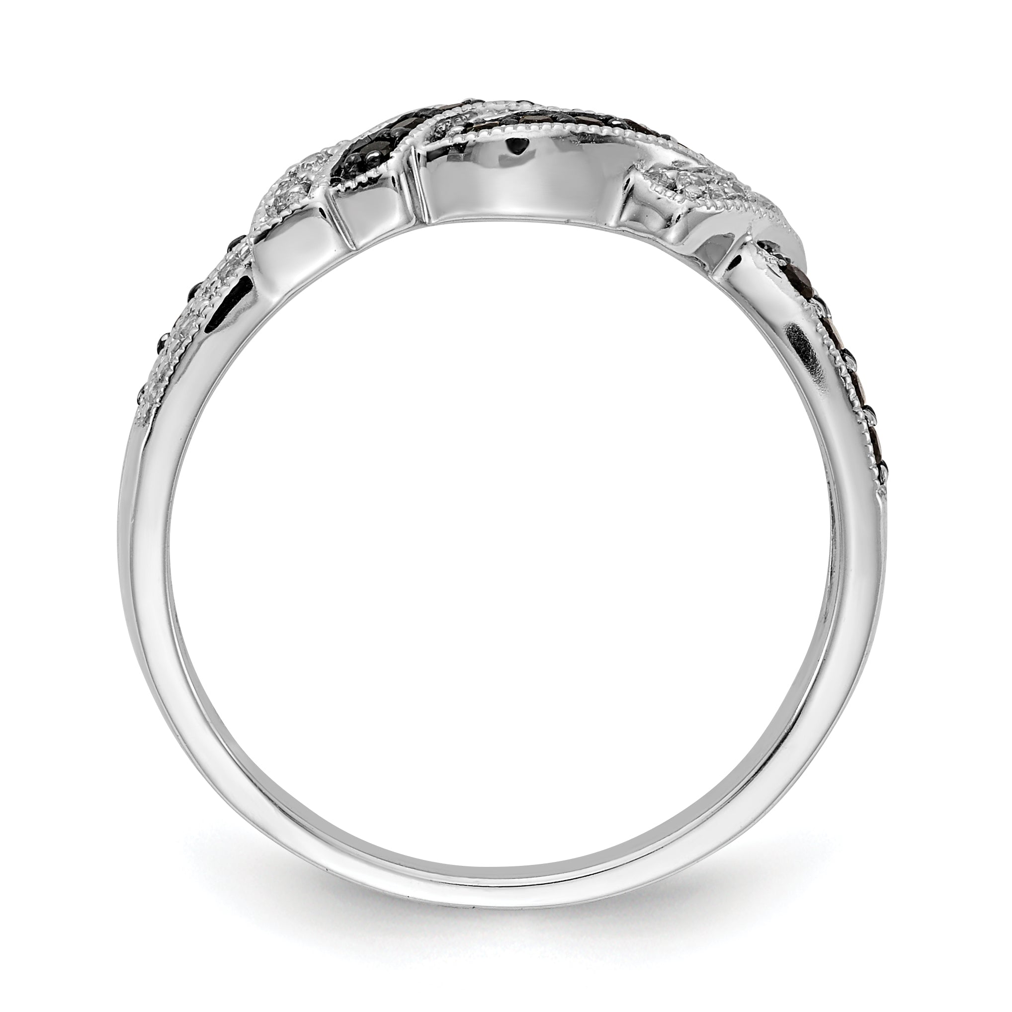 14k White Gold with Black Rhodium 1/4 carat White and Blue Diamond Swirl Ring RM5680