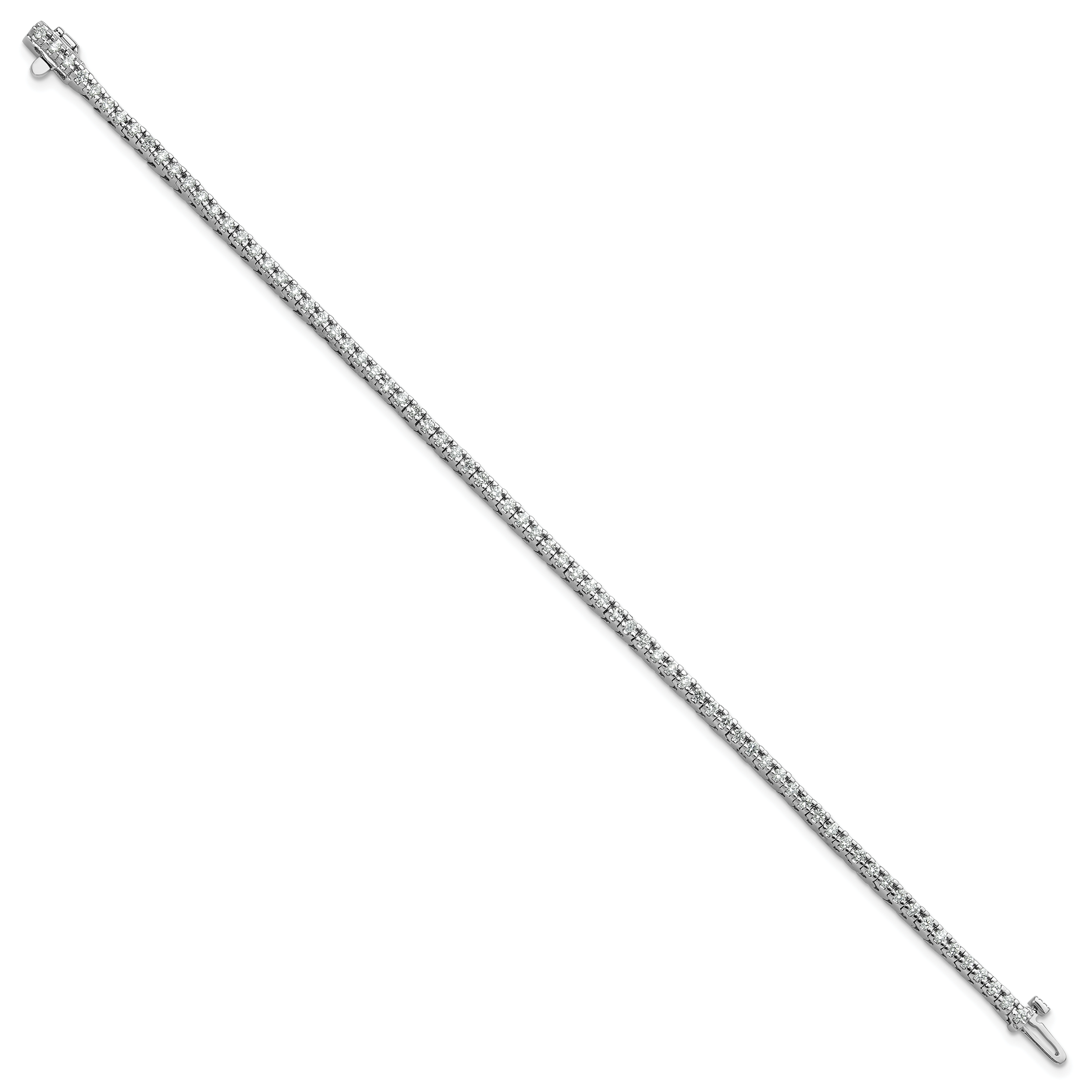 14k White Gold Complete 1.25 carat Round AAA Diamond 4-prong 7 inch Tennis Bracelet X729WAAA