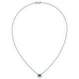 14k White Gold Diamond and Oval Emerald Fancy East-West 18 inch Necklace PM4025