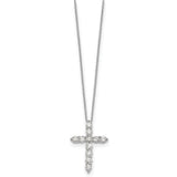 14k White Gold 1/4 carat Diamond Cross Pendant 18 inch Necklace PM1000
