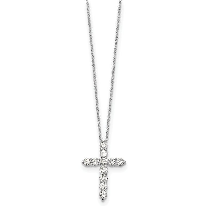 14k White Gold 1/4 carat Diamond Cross Pendant 18 inch Necklace PM1000