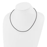 14k White Gold Clasp 1.5mm 16 inch Black Leather Cord Necklace XG251