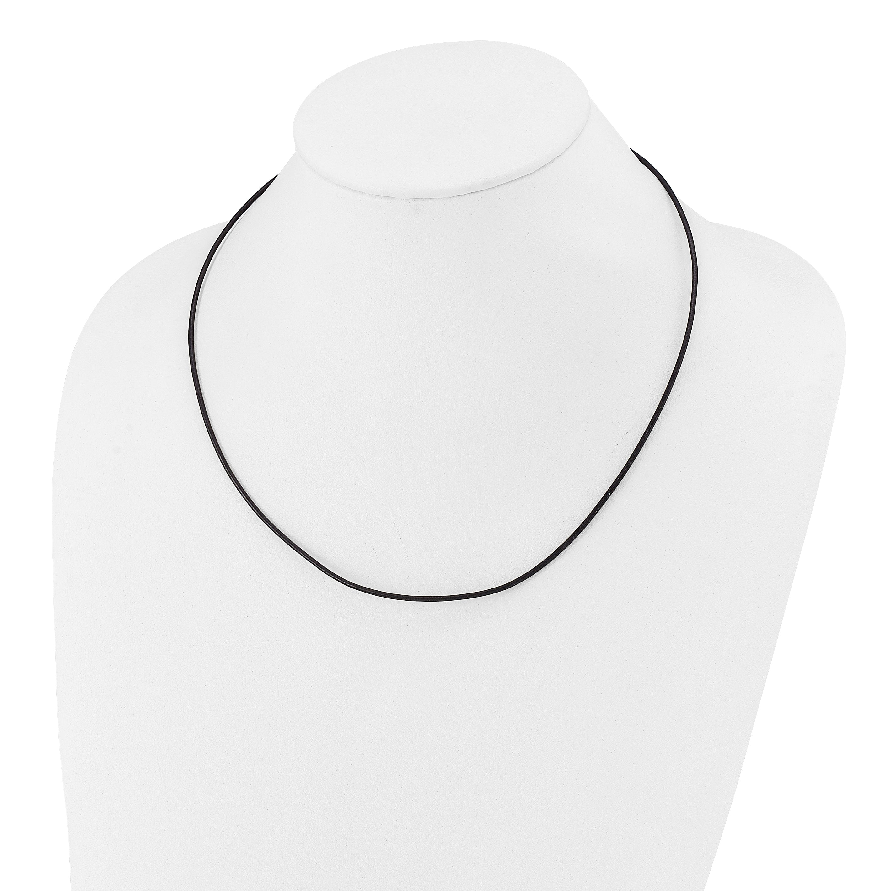 14k White Gold Clasp 1.5mm 16 inch Black Leather Cord Necklace XG251