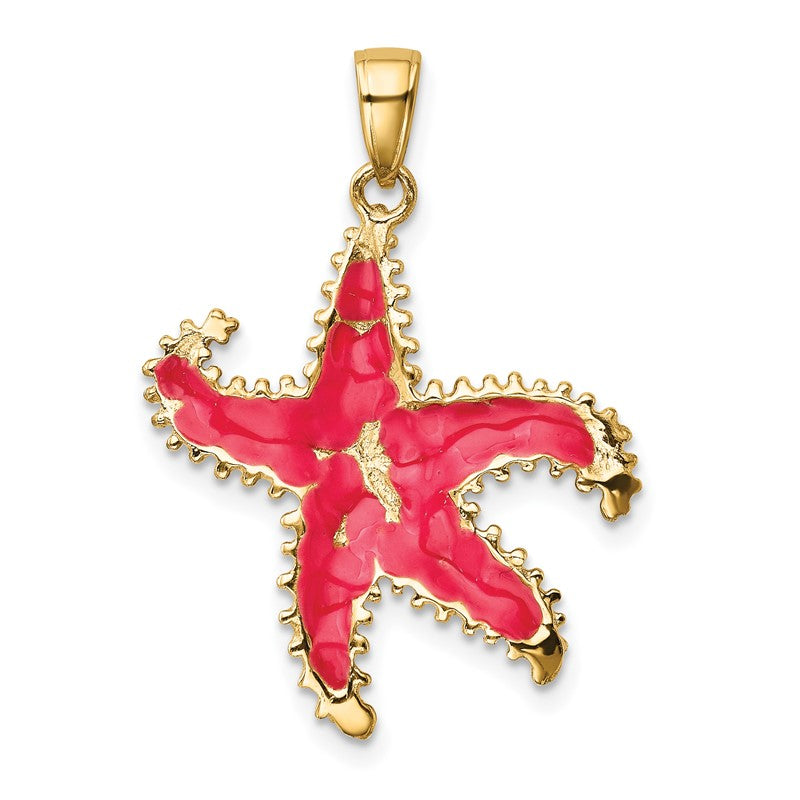 14K Pink Enameled Starfish Pendant K4176
