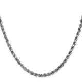 14K White Gold 26 inch 3.5mm Diamond-cut Rope with Lobster Clasp Chain 025W