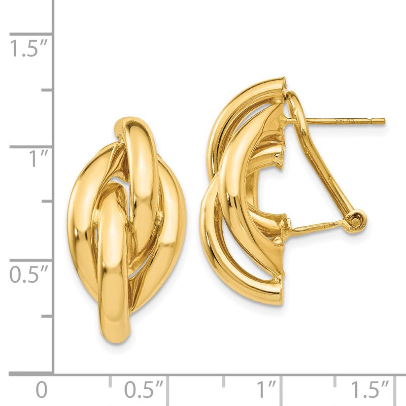 14k Swirl Omega Back Post Earrings Z1163