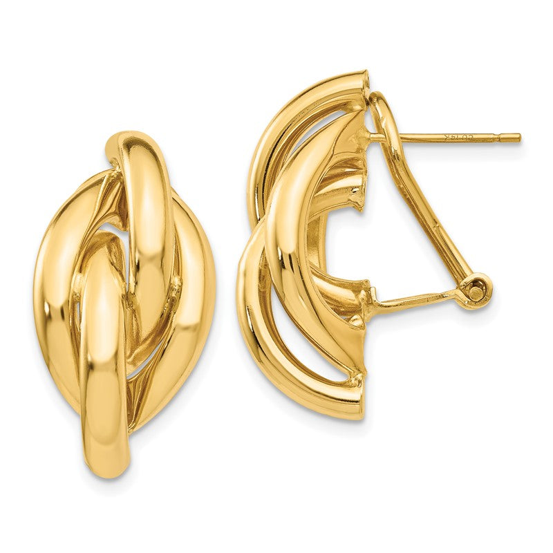 14k Swirl Omega Back Post Earrings Z1163