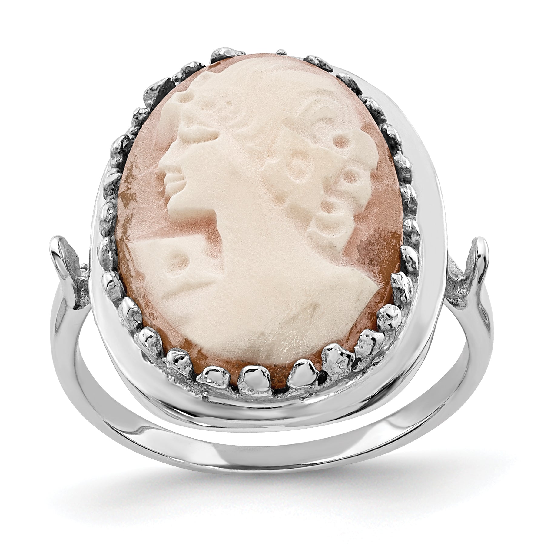14k White Gold Cameo Ring Y4479CAM