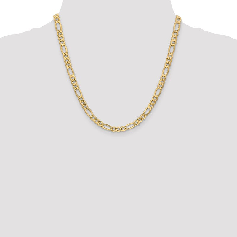 14K 26 inch 6.25mm Semi-Solid Figaro with Lobster Clasp Chain BC96
