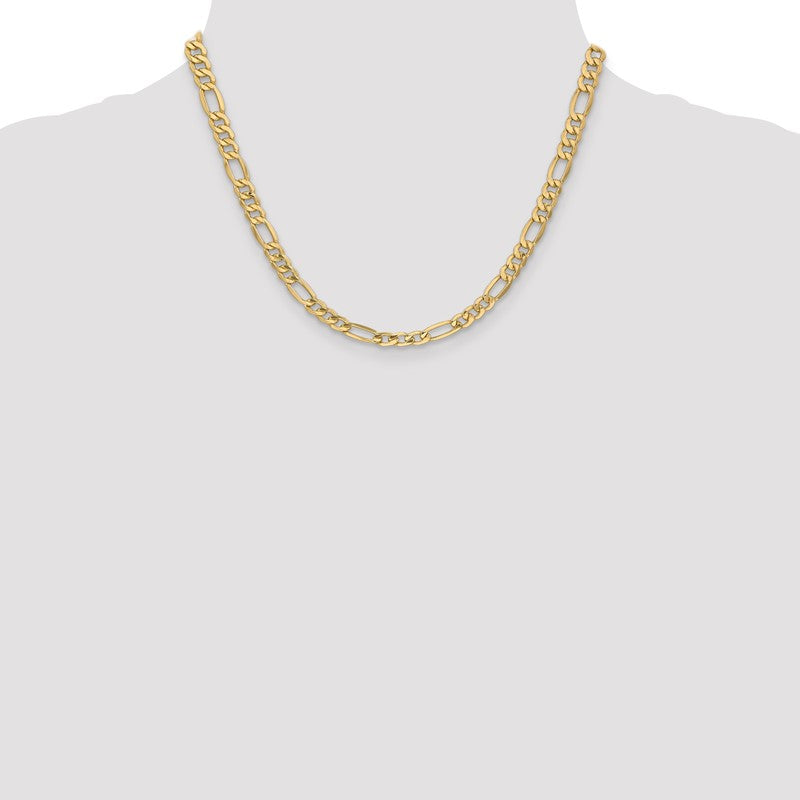 14K 26 inch 6.25mm Semi-Solid Figaro with Lobster Clasp Chain BC96