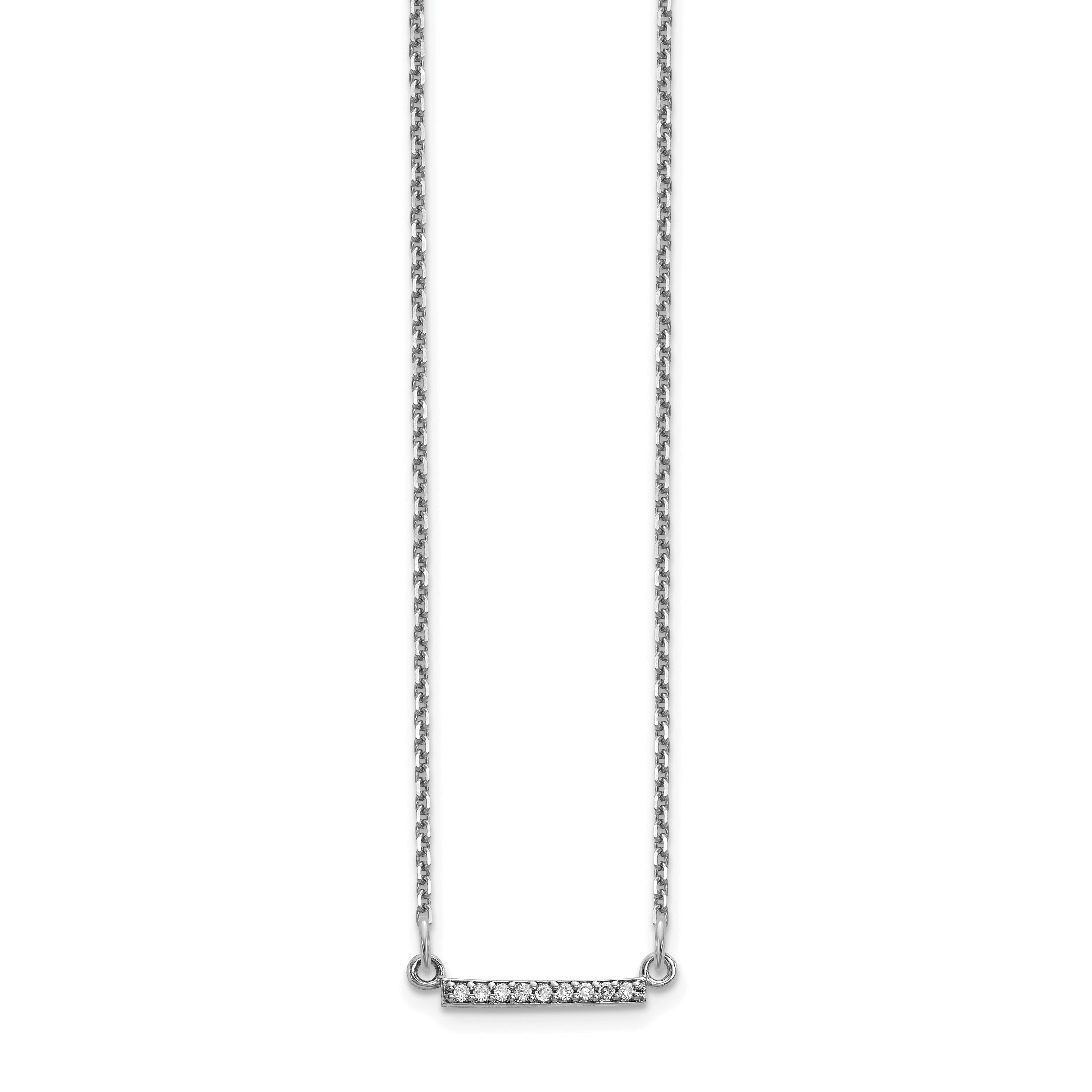 14k White Gold Polished 1/20 carat A Diamond Tiny Bar 18 inch Necklace XP5030WA