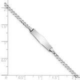 14k White Gold Polished Solid Chain/Solid Plate Flat Curb Link Soft Diamond Shape 19.5x5.5mm Plate 7 inch ID Bracelet LID70CW