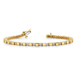 14k Complete 1.1 carat Round A Diamond Square Link 7 inch Tennis Bracelet X742A