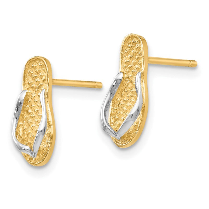 14K and White Rhodium Flip-Flop Post Earrings K1397