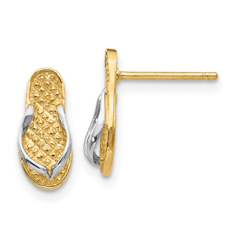 14K and White Rhodium Flip-Flop Post Earrings K1397